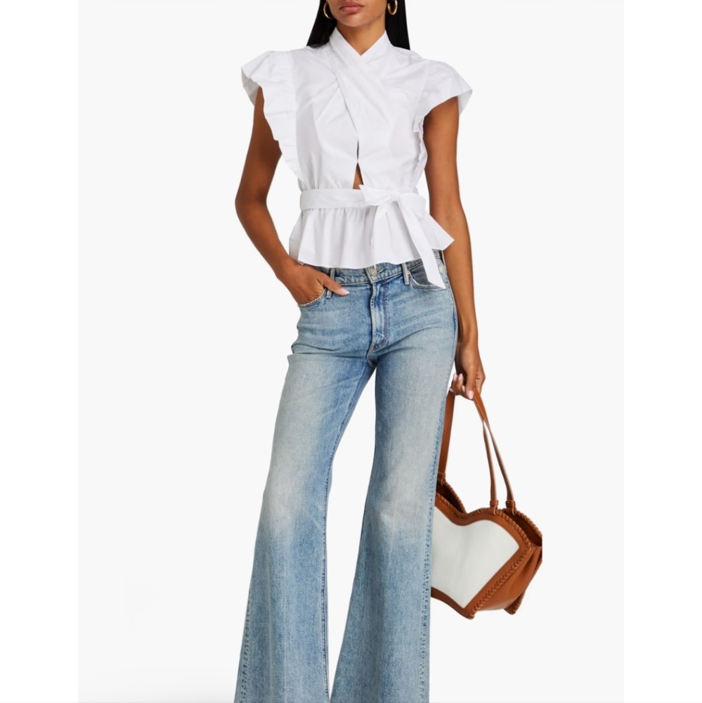 Derek Lam Brynn Ruffled Wrap Top, US 8